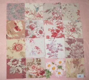  LOT DE 16 COUPONS DE TISSUS ANCIENS POUR PATCHWORK, coloris roses