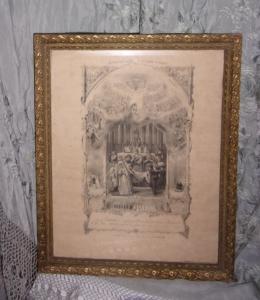 Beau souvenir de communion, 1908, dans un cadre doré
